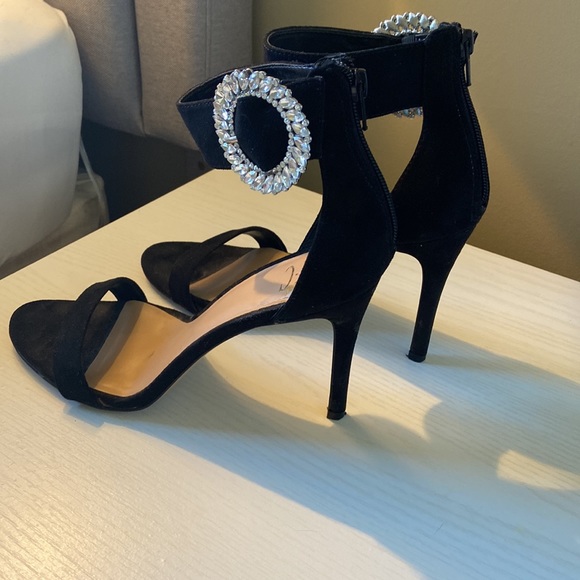 Black INC heels with silver circle buckle size 10 - Picture 2 of 2